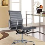 Black PU Leather W20.86" Tomile Living Room Office Chair Soft Sponge Material