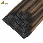 Straight Invisible Clip In Hair Extensions Human Ponytail Piano Color