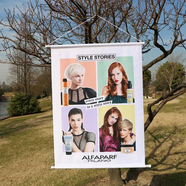 Hanging Personalized Advertising Flags Wind - Resistant Colorful Easy Installati