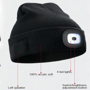 Quality Bluetooth Wireless Headphones Hat With Light Bluetooth Beanie Night Biking wholesale