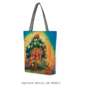 Quality Owl Tree dolls printing women handbag canvas shoulder bag lady wholesale