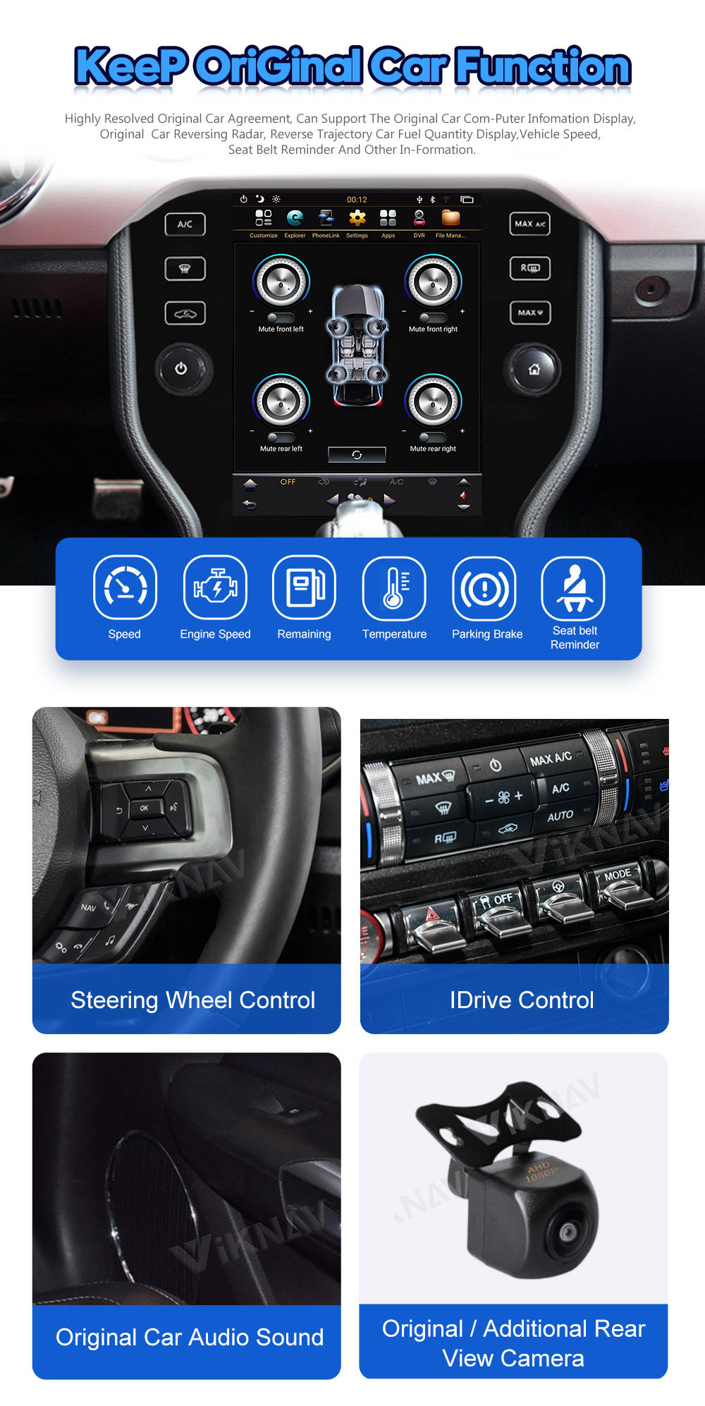 10.4inch IPS Screen Android Car Head Unit For FORD Mustang 2014 2021