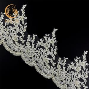 Quality Decorative Beaded Lace Trim Water Soluble Embroidery 135cm Width wholesale