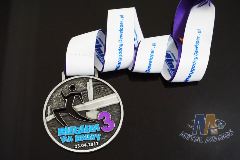 Running Marathon Riding Sports Metal Zinc Alloy Metal Award Medals Both 3D Side With Sublimated Ribbon