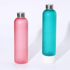 Quality Stylish Gradient Outdoor Large Capacity Sports Frosted Plastic Water Bottle 1 Litre 1000ml Drink Bottle Bpa Free Safe With Copper Lid wholesale