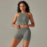 Seamless back cross-strap sports vest bra set running fitness yoga pants