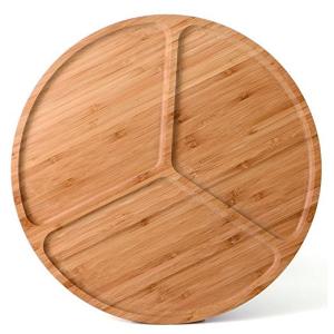 Quality 5 divided bamboo round food serving tray wholesale