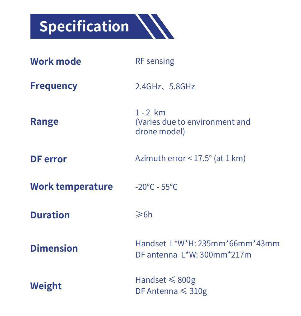 Powerful Handheld Drone Detecter and Direction Finder up to 2km