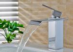Waterfall Single Hole Bathroom Basin Faucets Solid Brass Materials ROVATE