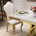 Stainless Steel Luxury White Polyurethane Dining Chairs No Armrest