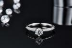 White Moissanite And Sapphire Platineve Diamonds Jewelry Engagement Women Ring