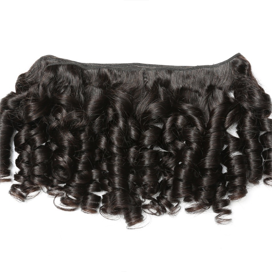 Natural Black Funmi Curly Remy Human Hair Bundles Sew In Weave Bundles Brazilian Bundle Deals