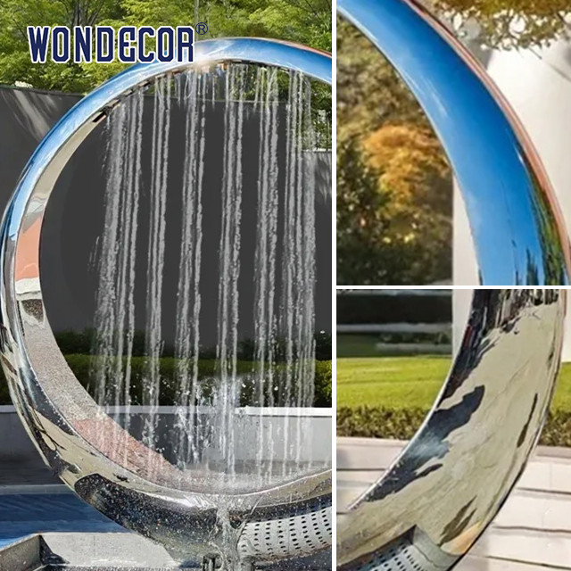 Outdoor Large Forged Metal Sculpture Shaped Geometric Circular Ring