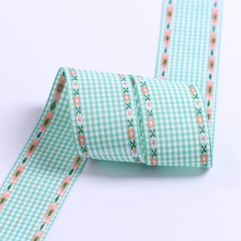 7mm-38mm Blue Embroidered Ribbon ISO9001 Embroidered Floral Ribbon