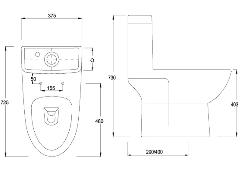5L Single Piece Commode White Dual Flush Elongated Standard Height