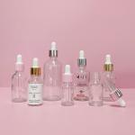 Round Luxury Serum Gradient Pink Glass Eye Dropper Bottle 5ml 10ml 15ml 30ml