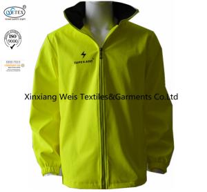 Quality High Visibility Yellow Flame Retardant Jacket Rain Gear Waterproof 280gsm wholesale
