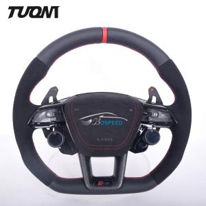 Quality Audi Smooth Alcantara Leather Steering Wheel Carbon Fiber A6 A7 wholesale