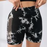 Tie-dye hollow high waist yoga pants fitness shorts