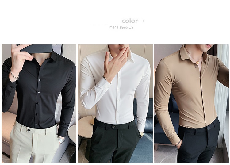 Autumn DRESS SHIRTS Business Casual Custom Long Sleeve Solid Cotton Slim Fit Men Shirt