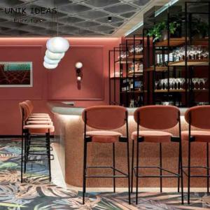 Quality Commercial Cafe Bar Stools Height For 45 Inch Counter 48 Inch Black Velvet Fabric wholesale