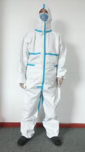 Quality White Blue Disposable Isolation Gown Chemical Protective Coveralls wholesale