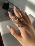 Silver Plated Baguette Blue Diamond 5A Ice Cut CZ Wedding Engagement Ring For
