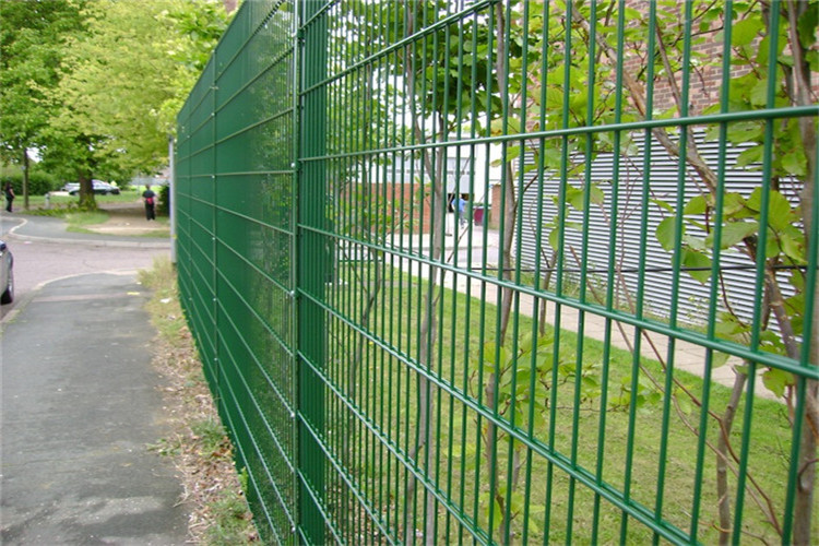 Security Double Wire Fencing Or Twin Wire Mesh Fence Use Round Post
