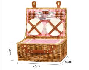 Quality Fabric Linen Wicker Rattan Storage 4 Person Woven Willow Picnic Basket wholesale