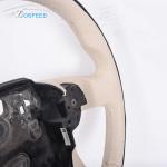 Full Smooth Leather Land Rover Steering Wheel Round White Plain Weave