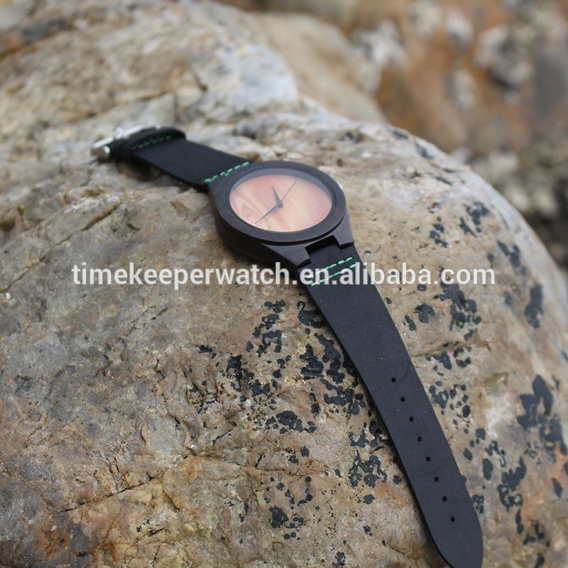 Good design black sandalwood watches with veneer face , mens wooden watch ,cheap price wood watches