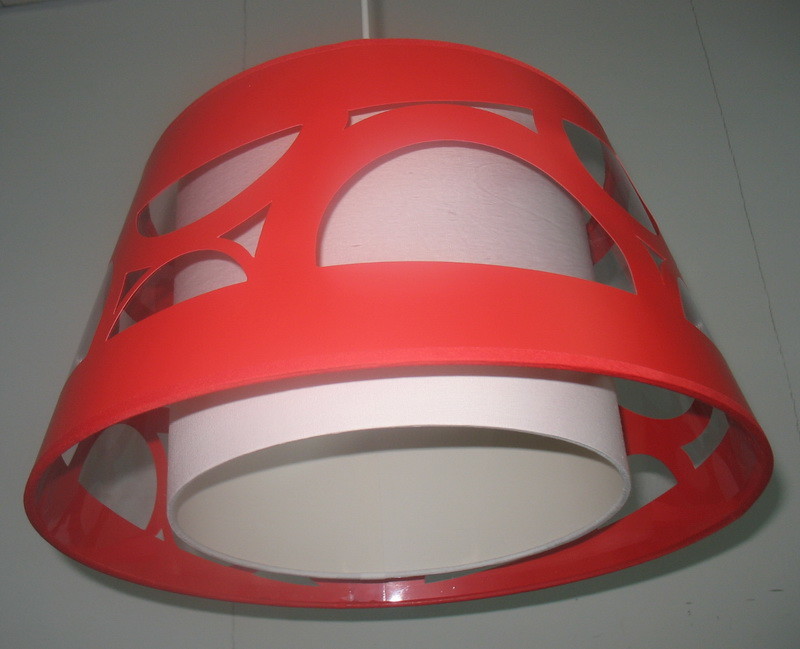 Red Pvc 2 Layer Laser Cut Lampshade White Inner Pendant Optional Easy Fit