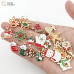 Gold Plated Enamel Christmas Charms For Jewelry Making Earrings Necklace