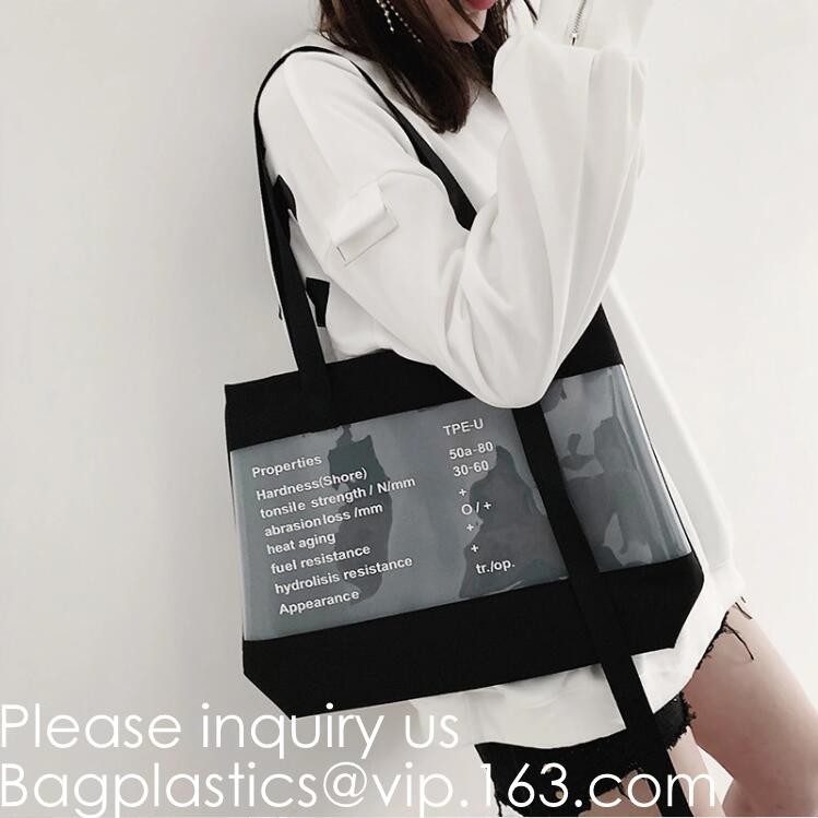 Manufacturer Custom Logo Transparent Clear PVC Plastic Portable Packaging Promotional Gifts Shopping Tote Bag, bagease