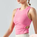 Side Waist Hollowed Out Ladies Yoga Vest Sports Underwear Fitness Clothes Top