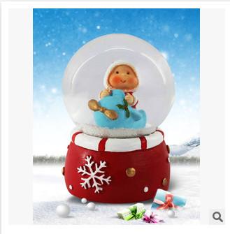 New creative promotion gift christmas santa clause resin led snow glass ball