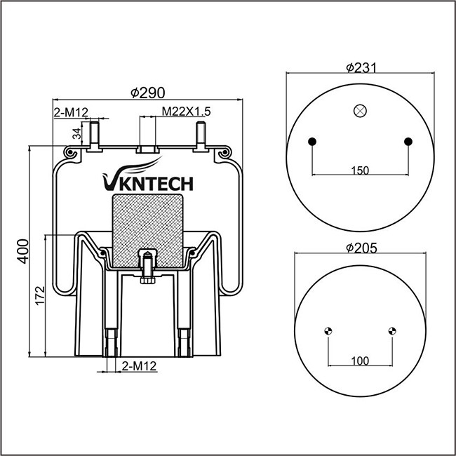 W01-M58-6297 Trailer Air Springs R.O.R MERITOR 21221307 CONTITECH 4157NP04 VKNTECH 1K6297