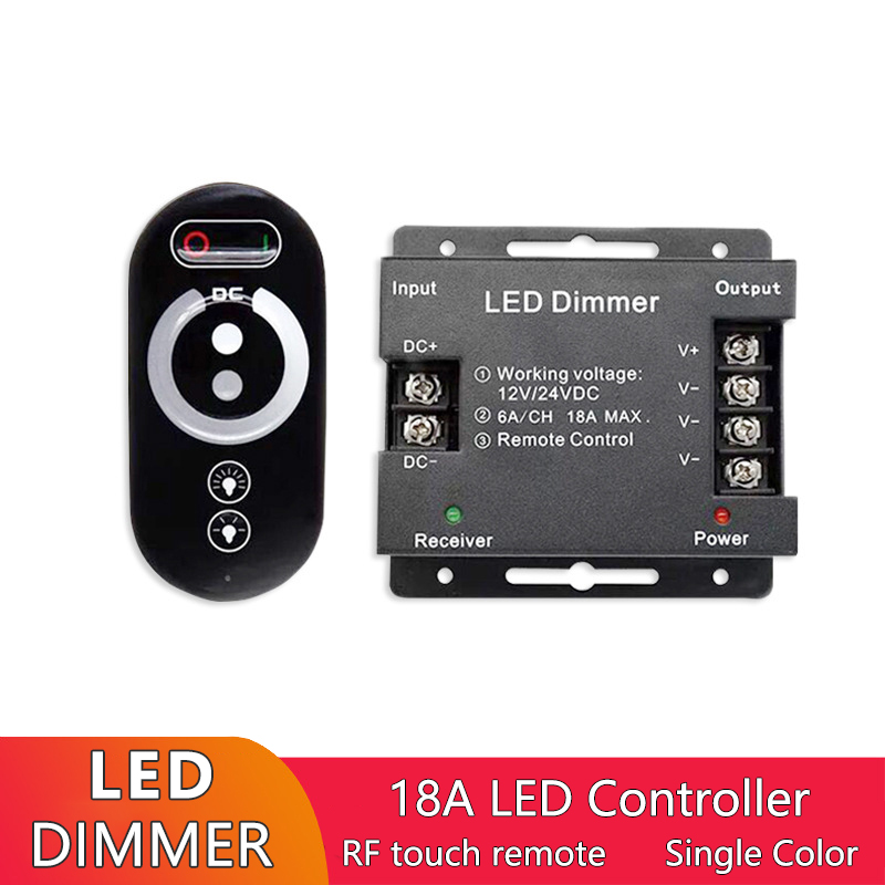 RF Wireless LED Controller Dimmer DC12V Touch Remote For 3528 Single Color LED Strip