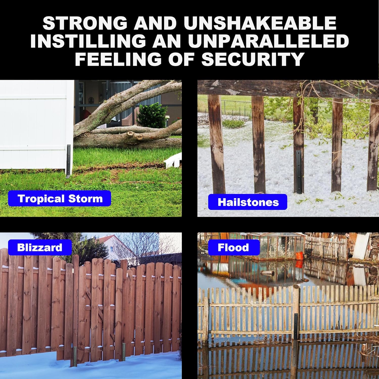 Strong Iron Fence Post Repair Stakes Ground Spike for Fixing Tilted/Broken Fence Post