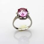 Women Jewelry 9mmx11mm Oval Pink Topaz Cubic Zircon 925 Silver Ring(R196)