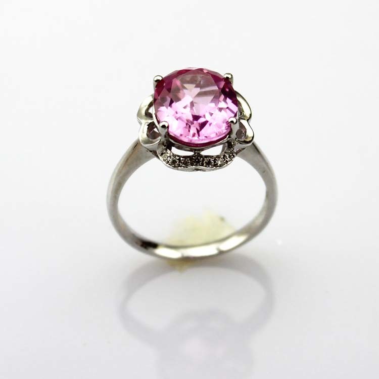 Women Jewelry 9mmx11mm Oval Pink Topaz Cubic Zircon 925 Silver Ring(R196)