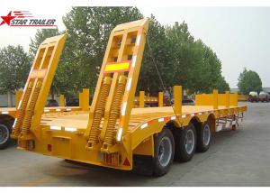 Quality 45 - 100 Tons Lowboy Drop Deck Trailer , 3.5&quot; Bolted King Pin Low Flatbed Trailer wholesale