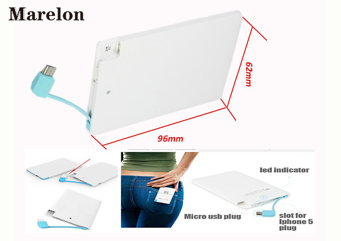High Transfer Efficiency Slim Power Bank Smart Capacity Display With Cable