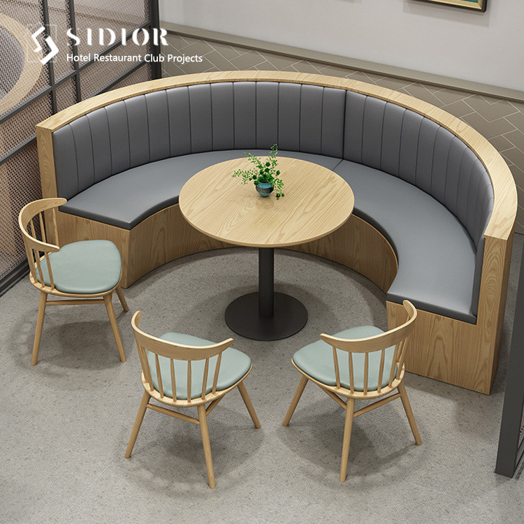 Cafe Shop Restaurant Booth Sofa Upholstery leather HPL Wood Frame