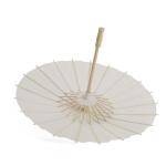 Traditional Handmade Parasol Chinese Paper Umbrella White Color Wood Handle
