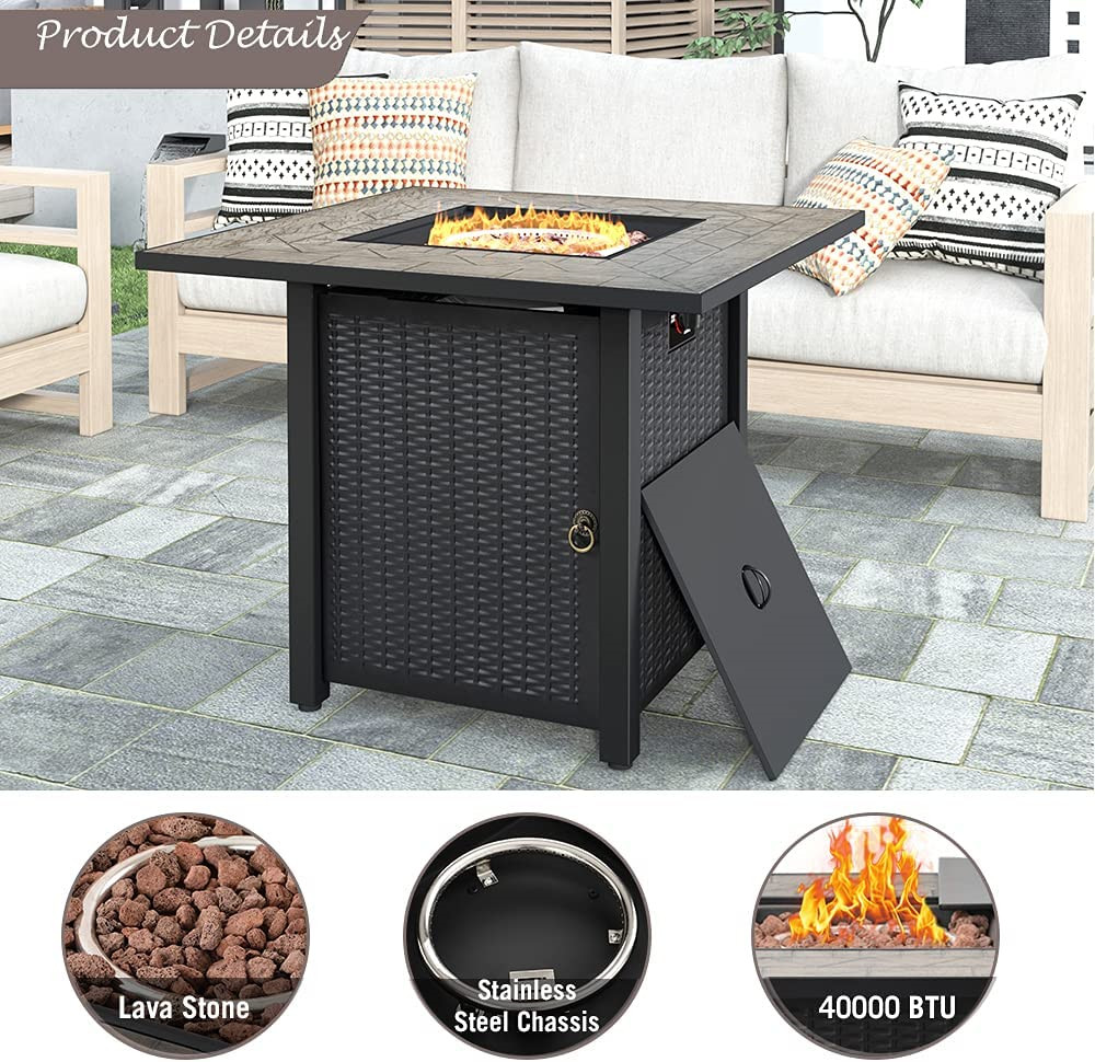 30 Inch Patio Heater Round Large Outdoor Natural Gas Firepit Square