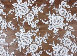 Quality Mesh Embroidery Fabric Fashion Lace for Bridal Dress Black Ivory Double Color wholesale