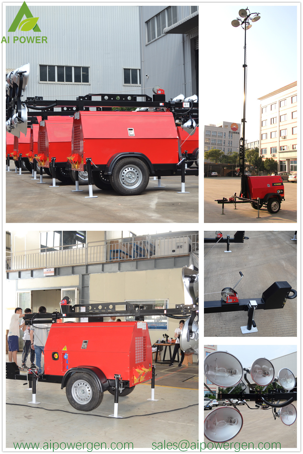 6kw Portable Light Tower Lamp Doosan 50W Obstruction Lights