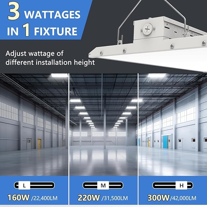 Dimmable 320W LED Linear Bay Light Suspended Installation 5000K CRI 13000lm