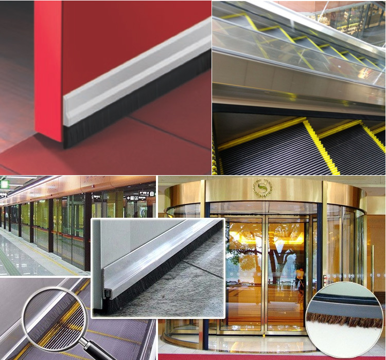 Flexible Door Bottom Brush , Garage Door Brush PP / Nylon Bristle Material